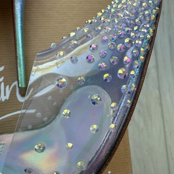 Christian Louboutin Blue D'Orsay Heels with Glitter Embellishments - Picture 11 of 15